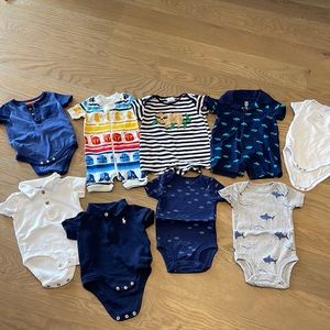 Baby boy bundle - 6 onesies and 3 play shortsets